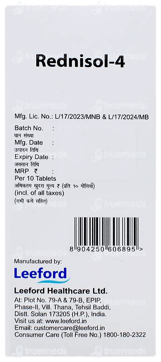 Rednisol 4 Tablet 10: Uses, Side Effects, Price & Substitutes