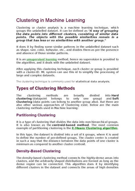 Clustering in Machine Learning model - Clustering in Machine Learning ...