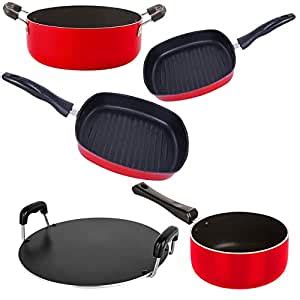 Buy Nirlon Non-Stick 5 Piece Rust Free Gas Compatible Cookware Combo ...