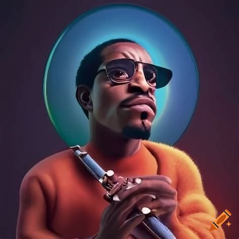 Image of sad Andre 3000 playing flute in a Pixar film on Craiyon