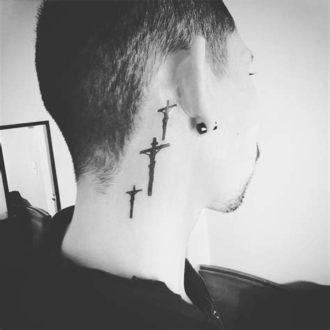 Cross Tattoos Behind The Ear - Tattoo Style Trends