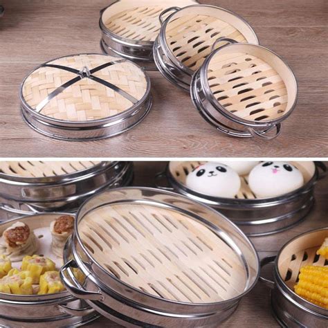 Stainless Steel Bamboo Dumplings Buns Steamer Basket Lid Pot 23.5cm Lid ...