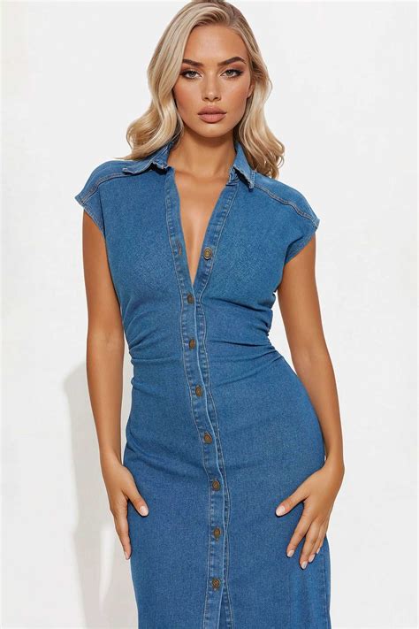 Devine Denim Maxi Dress - Denim - Dresses For Women Online Store