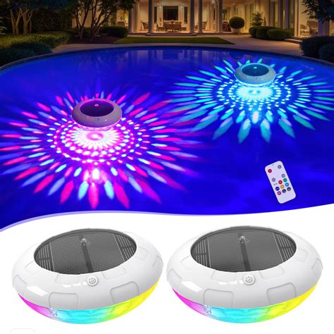 Cootway Floating Pool Lights w/Remote, 6.5 Inch RGB Solar Pool Lights ...