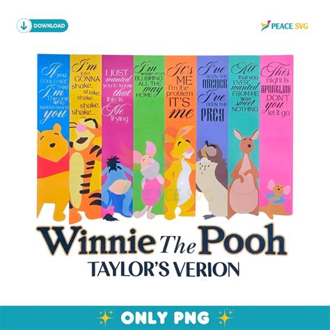 Winnie The Pooh Taylors Version Ts Lyrics Inspired PNG Digital Download ...