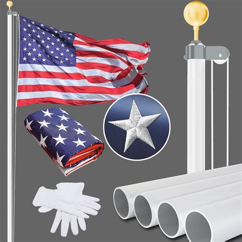 Amazon.com : NELXINJO Heavy Duty 25FT Flag Pole -13 Gauge Extra Thick Aluminum Flagpole kit for ...