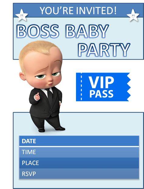Party Fun Games Boss Baby Theme Birthday Party Invitation Cards (Pack ...
