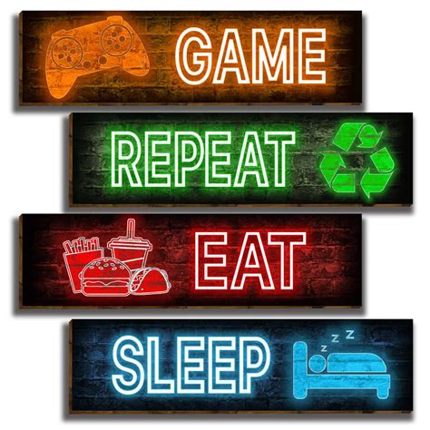 HIWERAN 4 Pcs Game Wall Art Decor, Colorful Gaming Posters for Boys ...