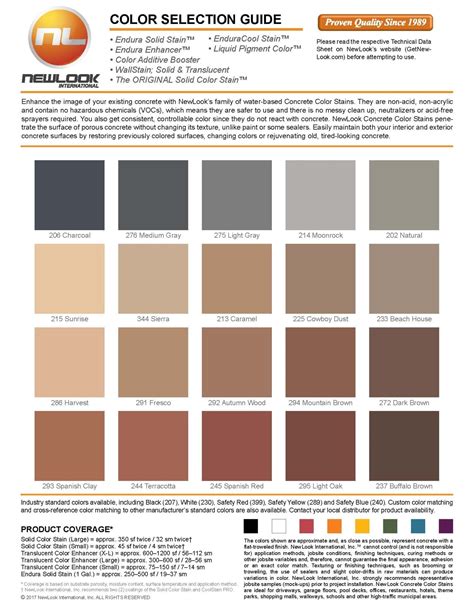 Tuffcrete Concrete Stain Color Charts DECORATIVE CONCRETE Marshall