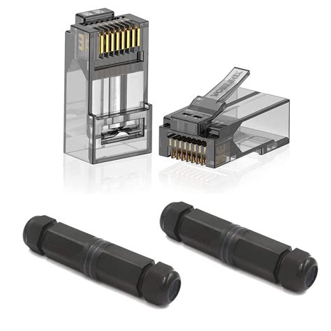 Buy VCE 50-Pack CAT6 Pass Through Modular Plugs Bundle with 2-Pack IP67 ...