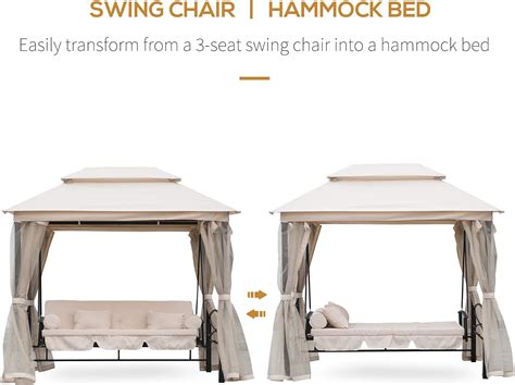 Buy Outsunny 3 Seater Swing Chair 3-in-1 Convertible Garden Swing Seat ...