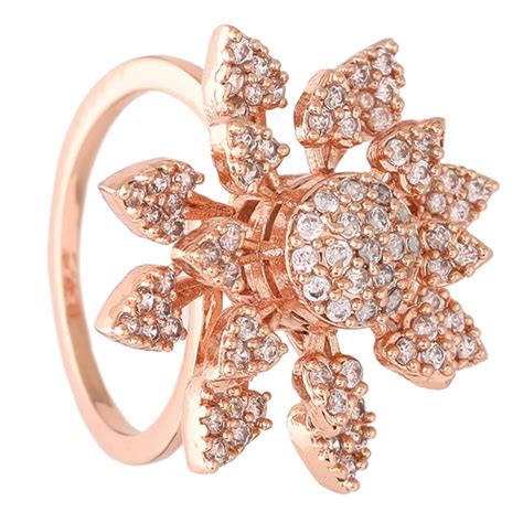 Estele Rose Gold Plated CZ Daisy Flower Shaped Finger Ring for Women ...