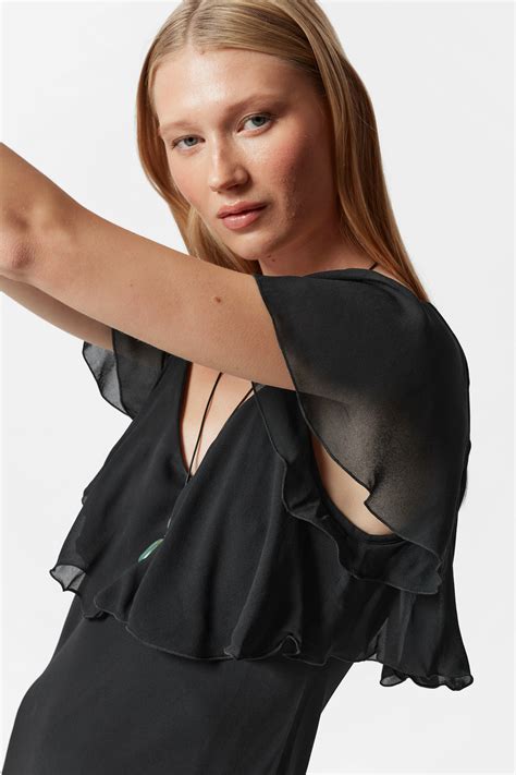 Ruffle Maxi Dress - Black - Ladies | H&M GB