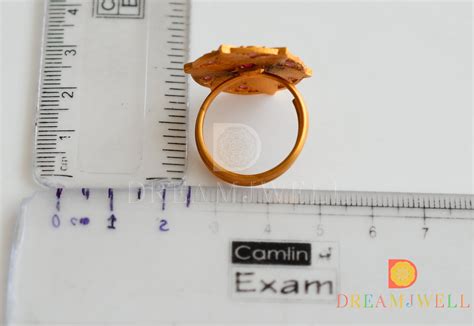 Matte finish ruby green kerala style adjustable enamel finger ring dj ...