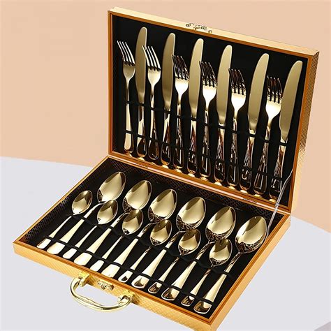 BonZeaL Gift Hamper 24 Pcs Mirror Finish Stainless Steel Flatware ...