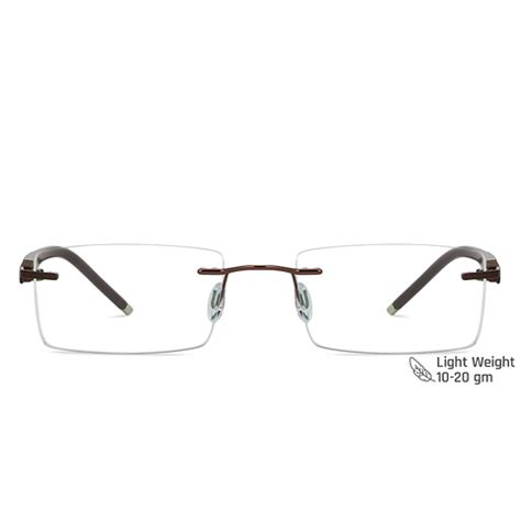 Buy Brown Rimless Rectangle Solid Air Fusion 002-C12 Eyeglasses at ...