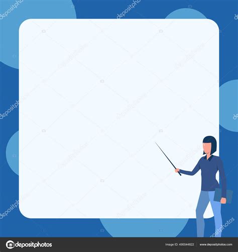 Lady Drawing Standing Holding Notebook While Pointing Stick In Big ...