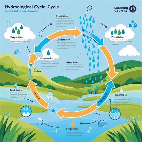The hydrological cycle process visually for learning course water ...