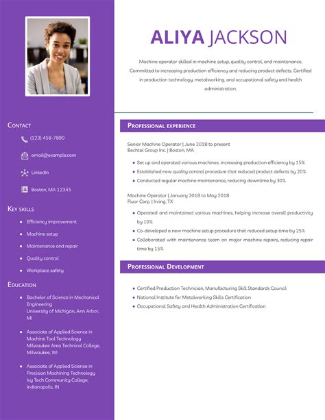 Image result for Machine Operator Resume Examples