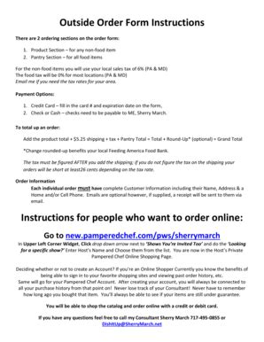 Fillable Online Outside Order Form Instructions - Fax Email Print ...