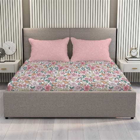 Buy Color Sense by LAYERS Ivy 125GSM Floral Print 3Pcs Queen Bedsheet ...