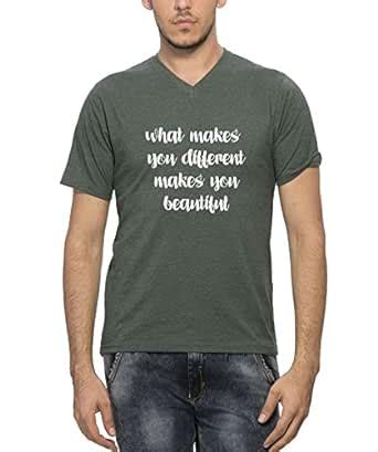 Buy Clifton Men's Printed Half Sleeve V-Neck T-Shirt-Bottle Green ...