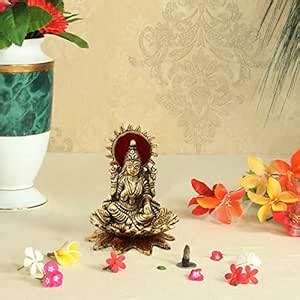 Buy Handicrafts Paradise Metal Goddess Laxmi Seated On A Flower with A ...