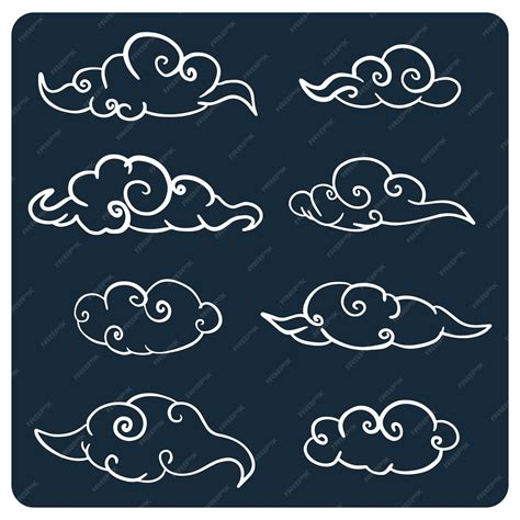 Chinese cloud pattern illustration set | Premium Vector