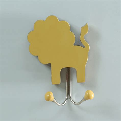 Buy Handmade Wooden Cute Lion and Dino Hooks - Set of 2 Online On Zwende