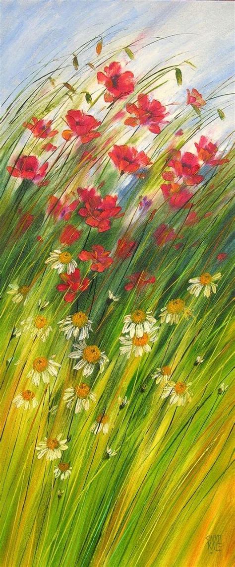 "Flowers Wild Beauty 2": Yellow Oil Painting by Swati Kale – ArtZolo.com