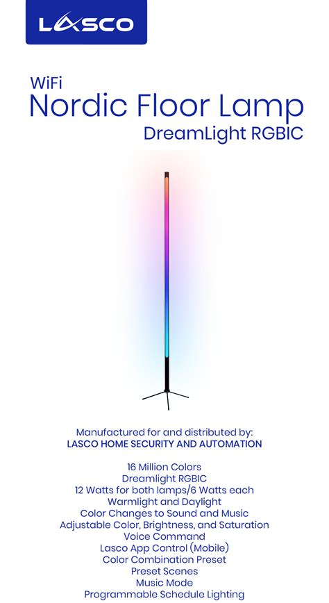 Lasco NEW RGBIC Series Smart Wifi Nordic Floor Lamp Ambient Light ...