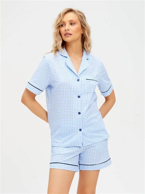 Shorts Set Sky Checkered 100% Cotton - Bella Babe by SK Nightsuit ...