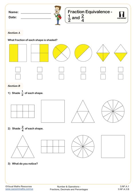 Fraction Equivalence - 1/2 and 2/4 Worksheet | Fun and Engaging 3rd ...