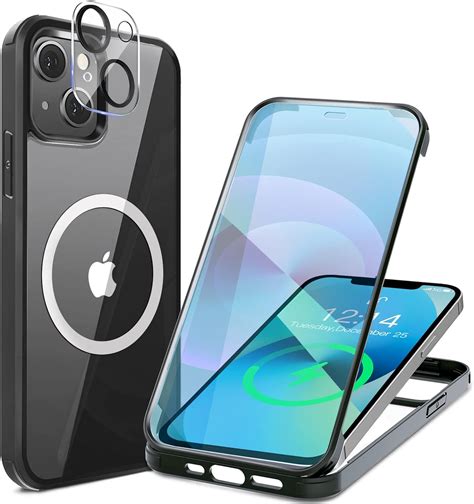 Amazon.co.jp: HAUTRKBG iPhone 13 用 ケース クリア 両面強化ガラス 360°全面保護 [MagSafe対応 ...