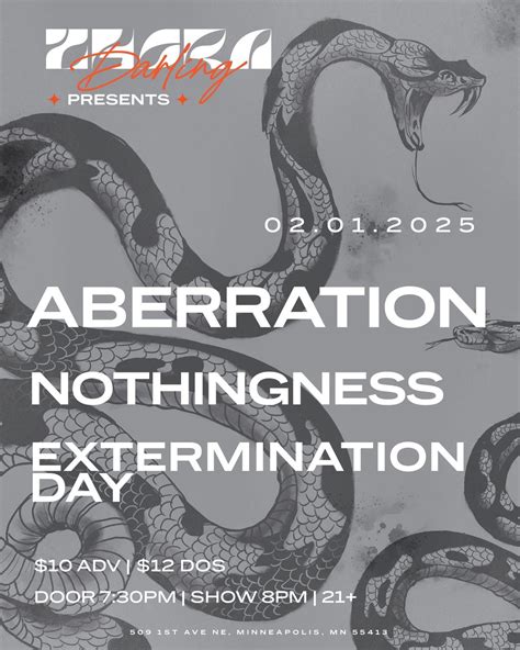 ABERRATION // NOTHINGNESS // EXTERMINATION DAY // ENIGMATUS @ ZHORA ...