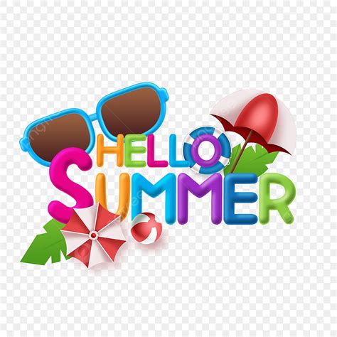 Hello Summer Clipart Vector, Hello Summer Beach Texture Realistic Text ...