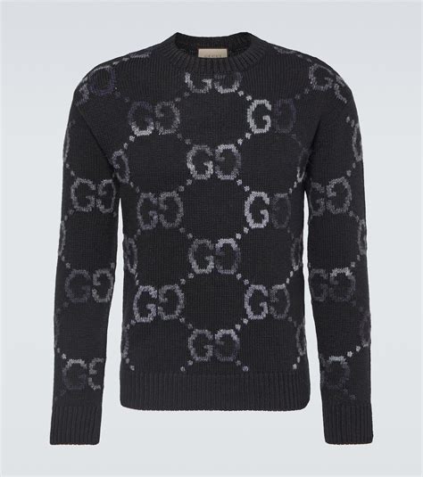 GG intarsia wool-blend sweater in black - Gucci | Mytheresa