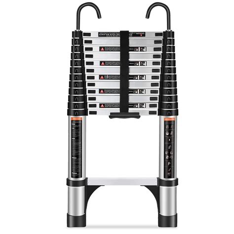 HBTower Telescoping Ladder, 12.5 Ft Extension Ladder with 2 Detachable Hooks, Collapsible Ladder ...