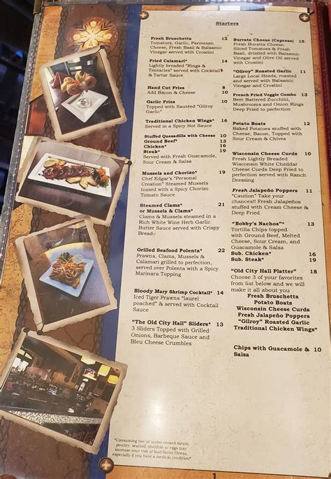 Menu at Old City Hall Restaurant, Gilroy