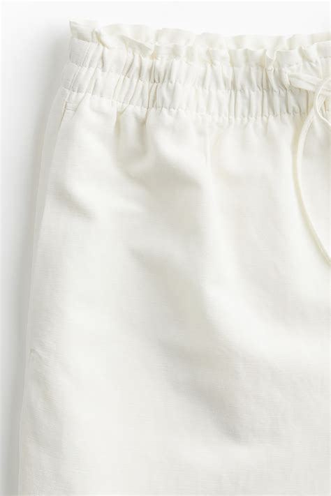 Women's White Linen-blend trousers | H&M IN