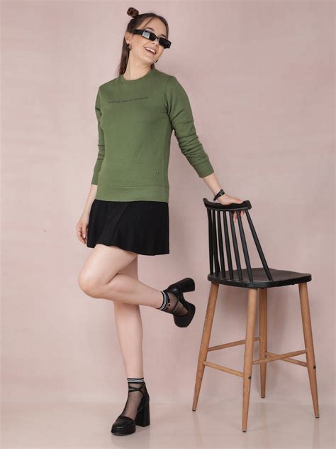 Green Typographic Print Sweatshirt – Crimsoune Club