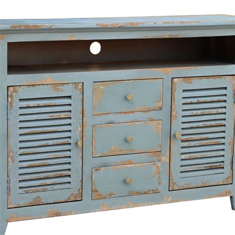 Esteban Distressed Blue 4 Door Sideboard