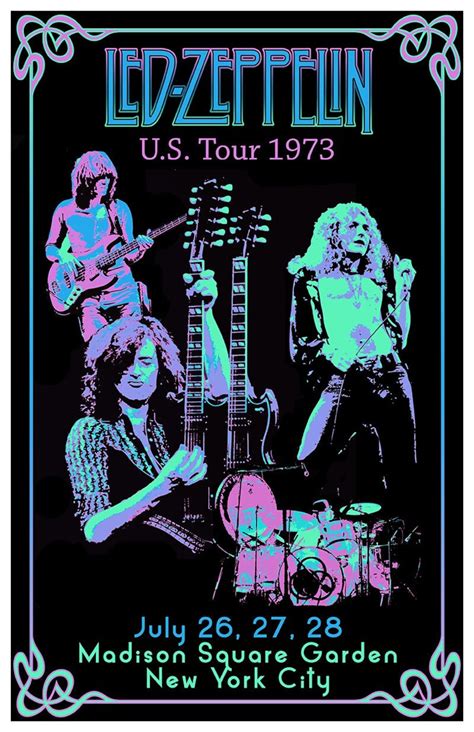 Led Zeppelin Vintage Style Poster Led Zeppelin Tour Poster Retro Rock ...
