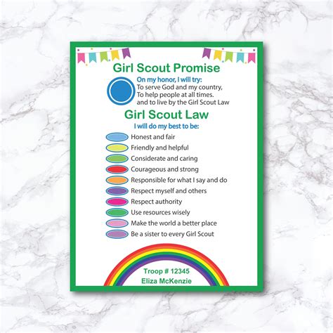 Girl Scout Promise and Law Printable, Daisy Girl Scout, Daisy Petals ...