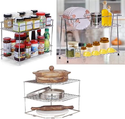 Buy CR18 COLLECTION Stainless Steel Kitchen Rack and Chala Trolley ...