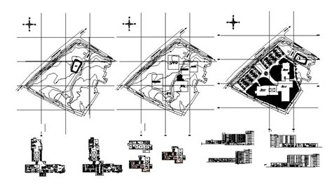 Landscaping area detailing with building plan 2d view in autocad