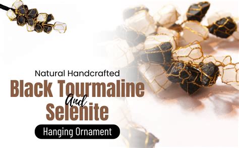 GEMTUB Natural Black Tourmaline & Selenite Hanging Ornament for ...