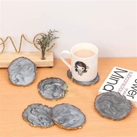 Monstera Hut Round Midnight Black Transy Resin Coaster| 4 Inch |Set of ...