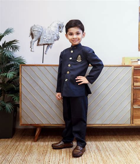 Buy Stylish Blue Bandhgala with Black Pant – FayonKids