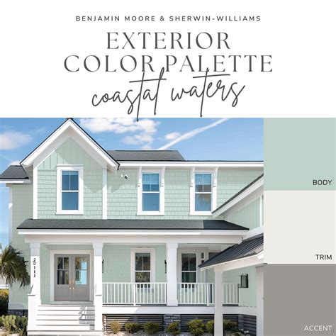 Exterior Paint Color Palette - Coastal Waters - Etsy